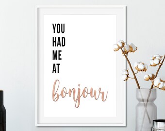 Digital You Had Me At Bonjour (Hello) Wall Art