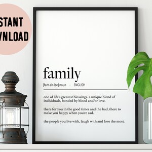 English Family Definition Digital Print