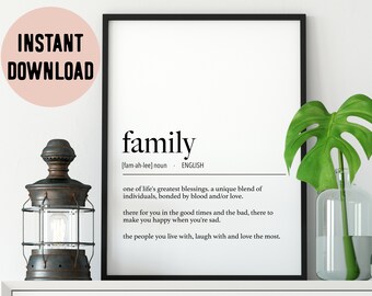English Family Definition Digital Print
