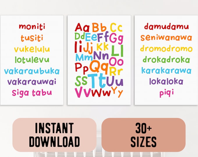 Digital Fiji Language Rainbow Alphabet, Days of the Week and Colours (Set of 3)
