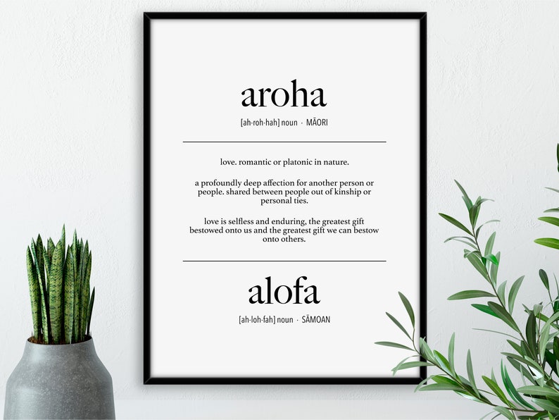 Maori Samoan Aroha and Alofa love Definition Digital Print Etsy