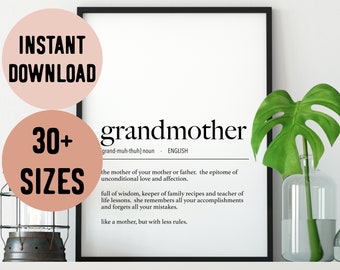 English Grandmother Definition Digital Print