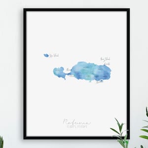 Rotuma Map Districts Portrait/ Labelled Watercolour / Digital or Printed Wall Art / Large Map Poster / Gift Idea / Giclee Print / Home Decor