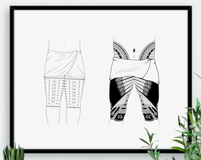 Samoa Malu and Pea Print - Digital, Art Print or Canvas
