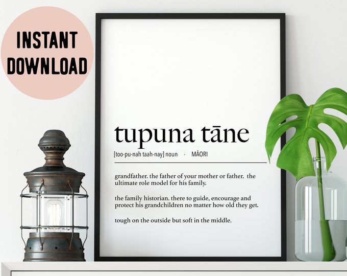 New Zealand Maori Tupuna Tāne (Grandfather) Definition Digital Print
