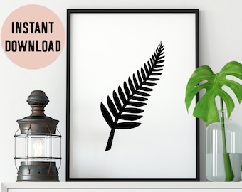 Digital New Zealand Silver Fern Print