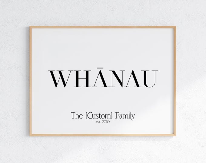 New Zealand Custom Whānau (Family) Name Print - Style 1