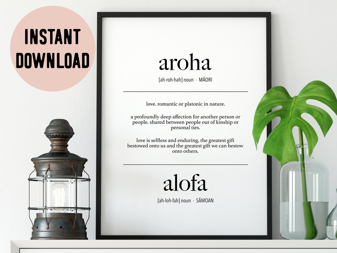 Maori Samoan Aroha and Alofa love Definition Digital Print Etsy