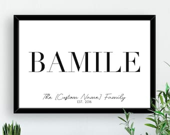 Marshall Islands Custom Bamile (Family) Name Print  // Bamile Quote Custom Wall Art - Custom Family Art - Personalized Gift Print
