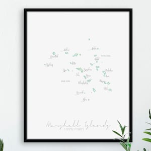 Marshallinseln Porträt / Beschriftetes Aquarell / Digitale oder gedruckte Wandkunst / Große Karte Poster / Geschenkidee / Giclee Print / Dekor