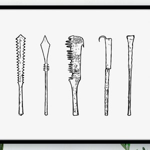 Samoa War Clubs Monochrome Print