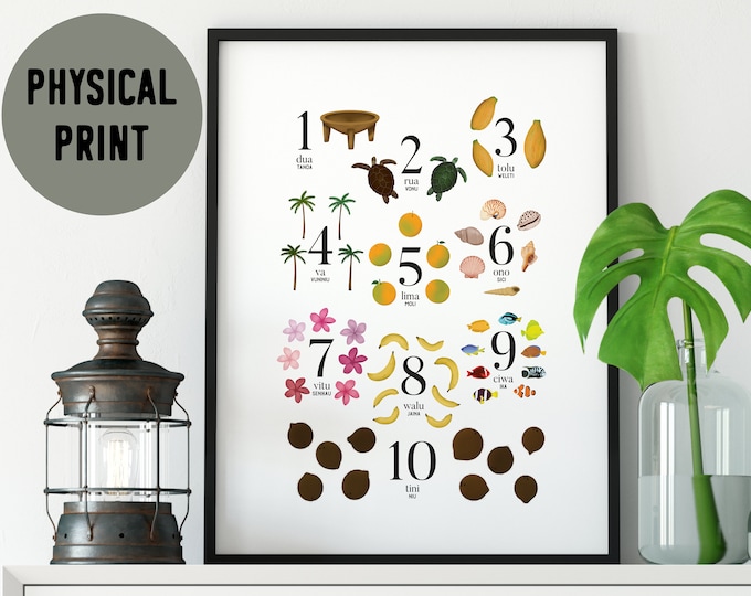 Fiji Illustrated Numbers Art or Canvas Print