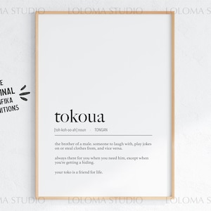Tonga Tokoua (Brother of a male) Definition Digital Print