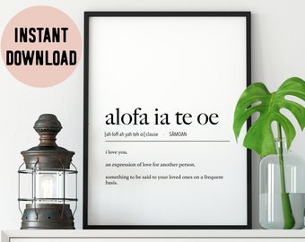 Samoa Alofa Ia Te Oe (I Love You) Definition Digital Print