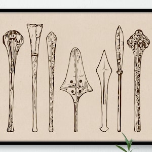 Natuurlijke print Tongaanse oorlogsclubs | traditionele wapens, Tongaanse cultuur, Polynesische kunst, Tonga-print, Tonga-koninkrijk, Tongaanse muurkunst