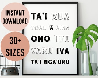Digital Cook Islands Māori Number Words 1-10 Print