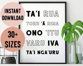 Digital Cook Islands Māori Number Words 1-10 Print
