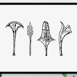 Fiji War Clubs Monochrome Print