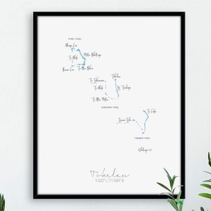 Tokelau Map Portrait / Beschriftetes Aquarell / Digitale oder gedruckte Wandkunst / Große Karte Poster / Geschenkidee / Giclee Print / Dekoration