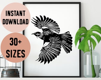 Digital New Zealand Tui Bird Print