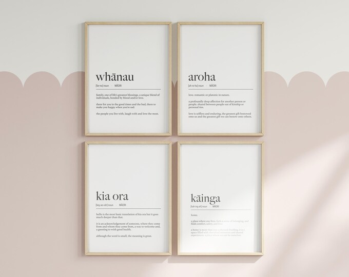 Digital New Zealand Maori Definition Bundle Digital File - 4 Posters