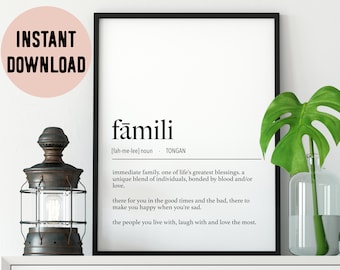 Tonga Fāmili (Immediate Family) Definition Digital Print