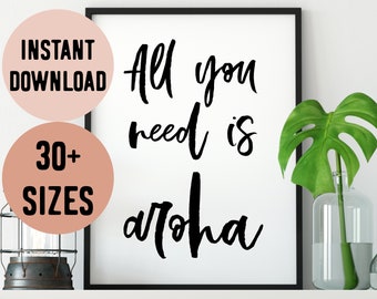 Digital All You Need is Aroha (Love) Te Reo Maori Print // New Zealand Wall Art - NZ Poster Print - Maori Language - All You Need is Love