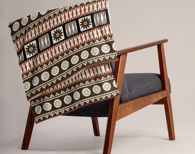 Fijian Sereima Masi (Tapa) Small Print Throw Blanket