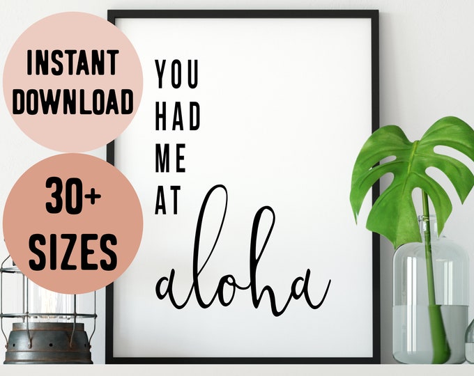 Hawaii You Had Me At Aloha (Hello) Quote Digital Print