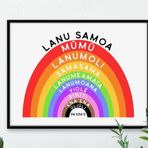 Samoa Language Rainbow Colours Digital Print - lanu samoa - nursery print - learn samoan - samoan colours - rainbow art print - learning