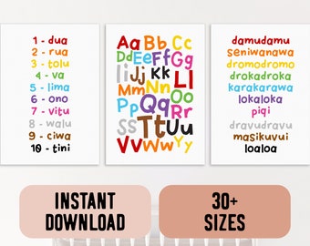 Digital Fiji Language Rainbow Alphabet, Numbers and Colours (Set of 3)