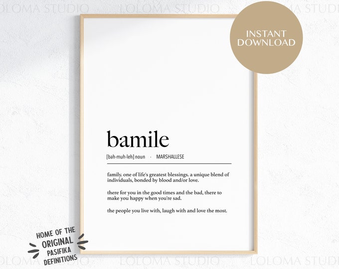 Marshall Islands Bamile (Family) Definition Digital Print