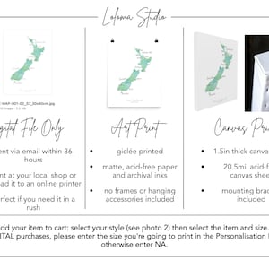 Mapa de Papúa Nueva Guinea / Acuarela con etiquetas / Arte mural digital o impreso / Póster de mapa grande / Idea de regalo / Impresión giclée / Decoración del hogar de Oceanía imagen 3