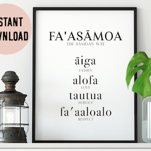 Digital Fa&#39;asamoa The Samoan Way (Family, Love, Service, Respect) File - samoan culture - polynesian wall art - american samoa poster