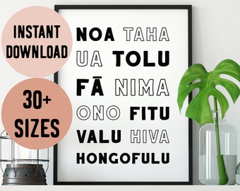 Digital Tongan Number Words Print // Count to 10 - Learn Tongan - Tongan Language - Tongan Nursery Print - Language Learning - Tongan Poster