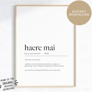 Haere Mai (Welcome) Definition Digital Print - Te Reo Maori - New Zealand Art - Minimalist Print - Definition Print - Maori Print