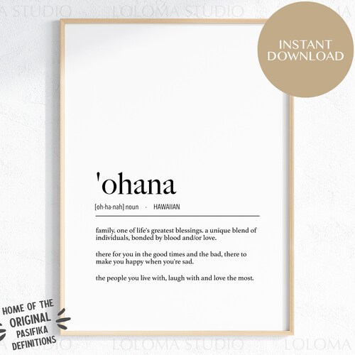 Hawaii 'ohana (family) Definition Digital Print / Ohana Means