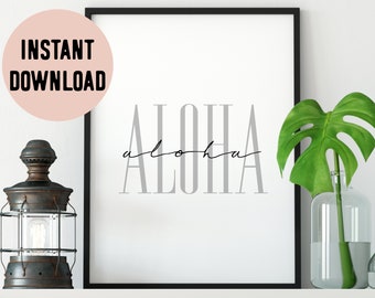 Hawaii Aloha (Love/Hello) Quote Digital Print
