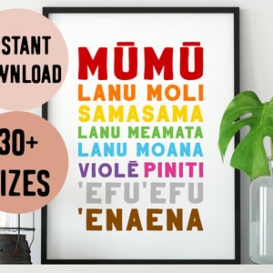 Digital Samoa Colours Language Print / Instant Download
