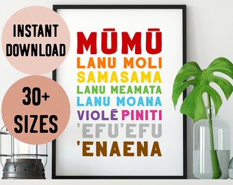 Digital Samoa Colours Language Print / Instant Download