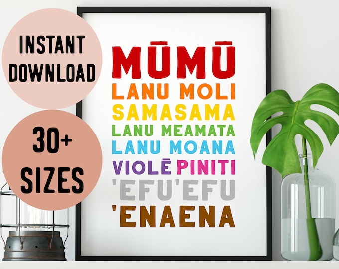 Digital Samoa Colours Language Print / Instant Download