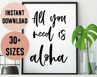 Hawaii All You Need is Aloha (Love) Quote Digital Print