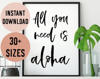 Hawaii All You Need is Aloha (Love) Quote Digital Print