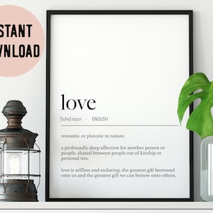 English Love Definition Digital Print