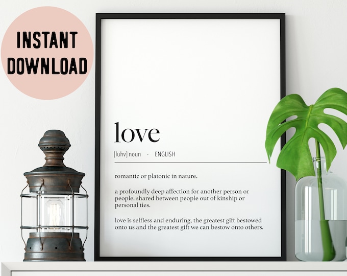 English Love Definition Digital Print