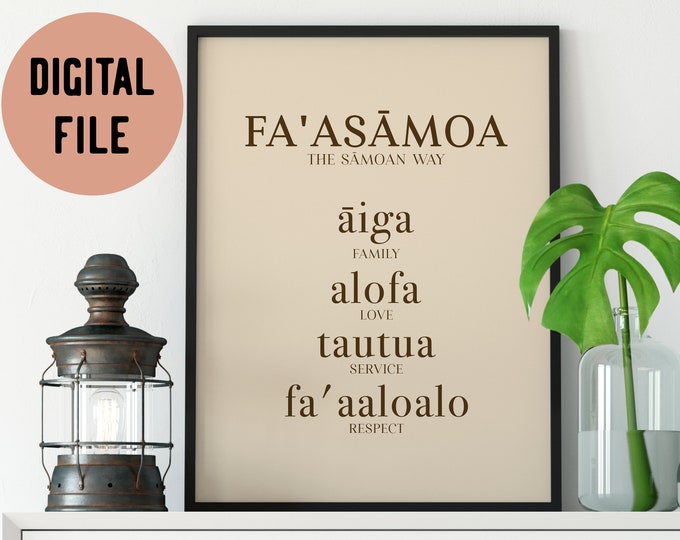 Fa'asamoa The Samoan Way (Family, Love, Service, Respect) Natural Digital Print