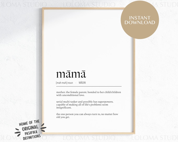 New Zealand Maori Māmā (Mother) Definition Digital Print