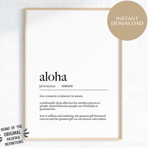 Hawaii Aloha (Love) Definition Digital Print / Love definition / hawaiian language / valentines gift / gift for her / hawaiian poster