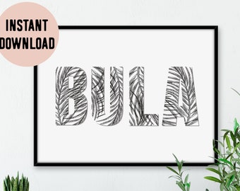 Fiji Bula Tropical Palm Digital Print / Landscape
