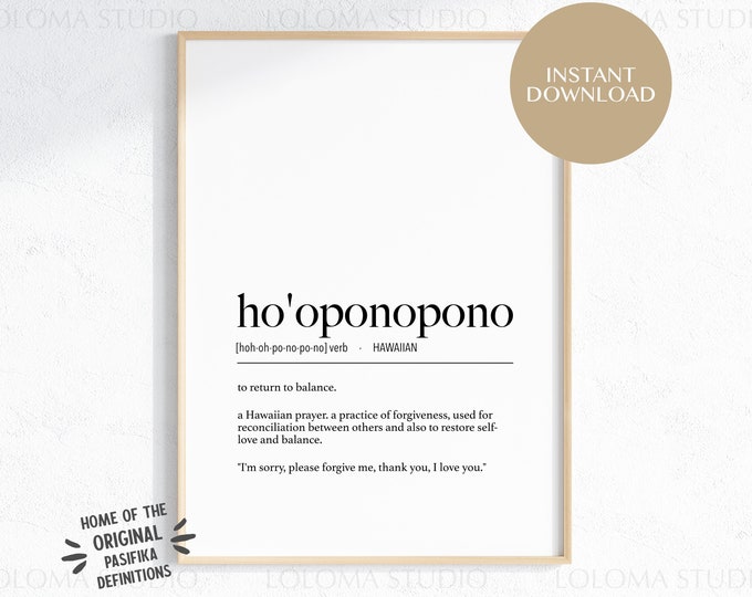 Hawaii Ho'oponopono (Forgiveness) Definition Digital Print